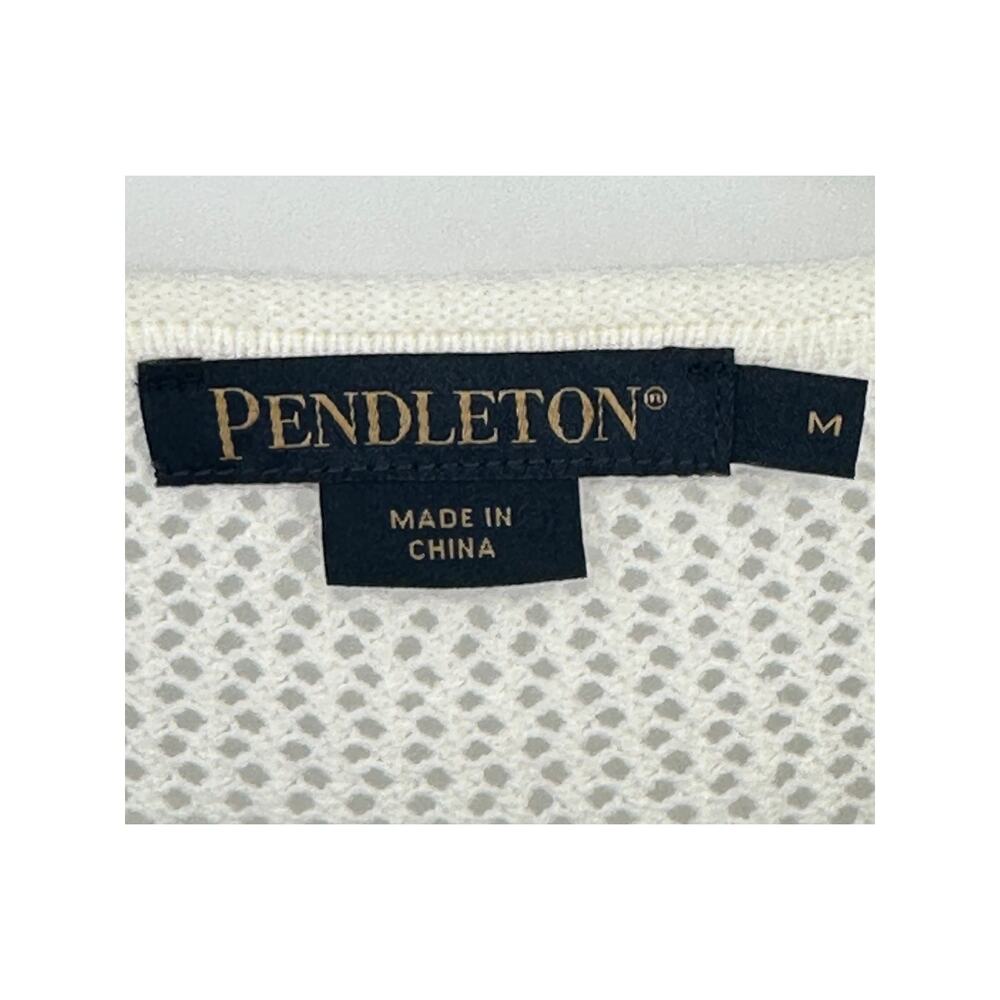 Pendleton Color Block Sweater Open Knit Pink Whit… - image 3